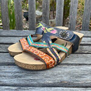 L"Artiste Swan Wedge Spring Step Sandals, Lightly Used, Size 42